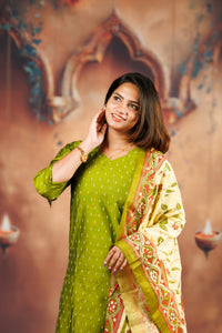 Raw Silk - Olive Green