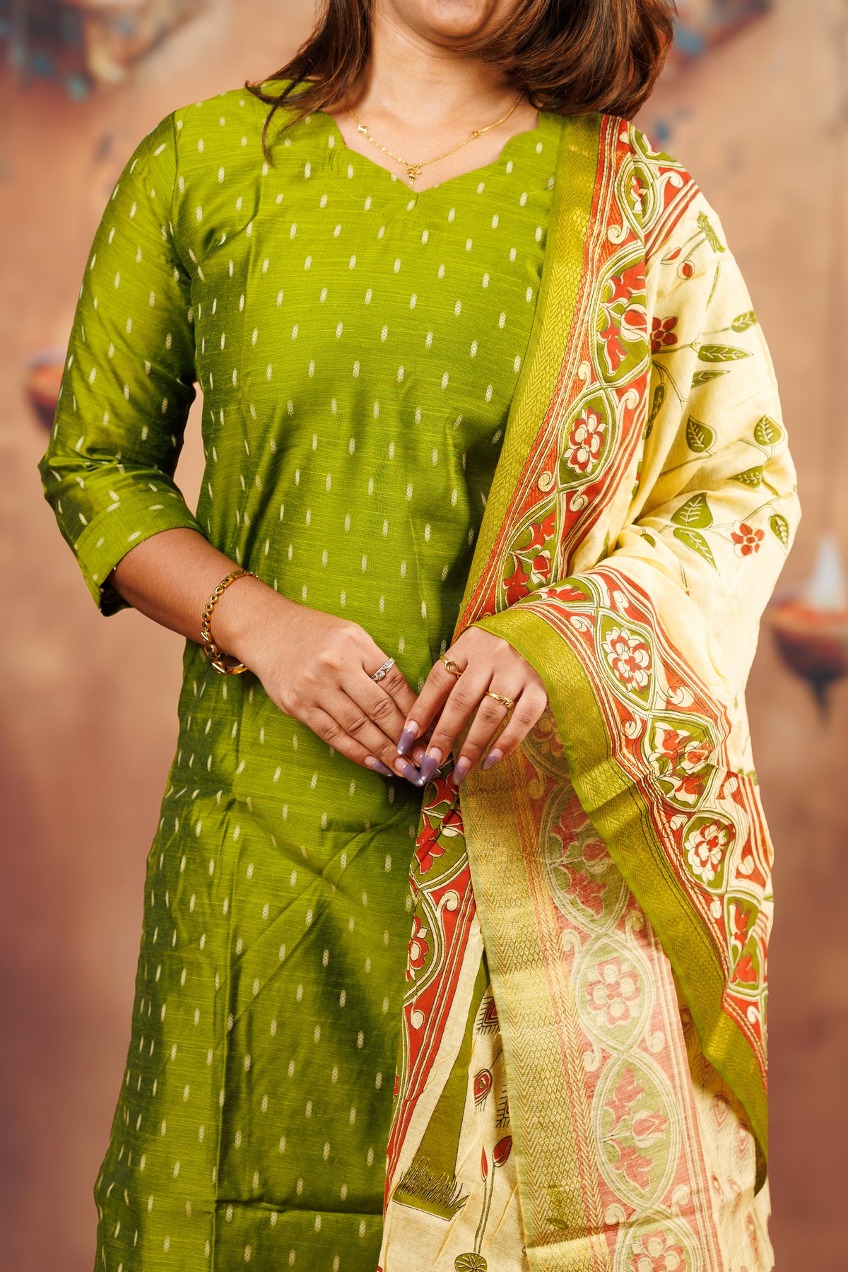Raw Silk - Olive Green