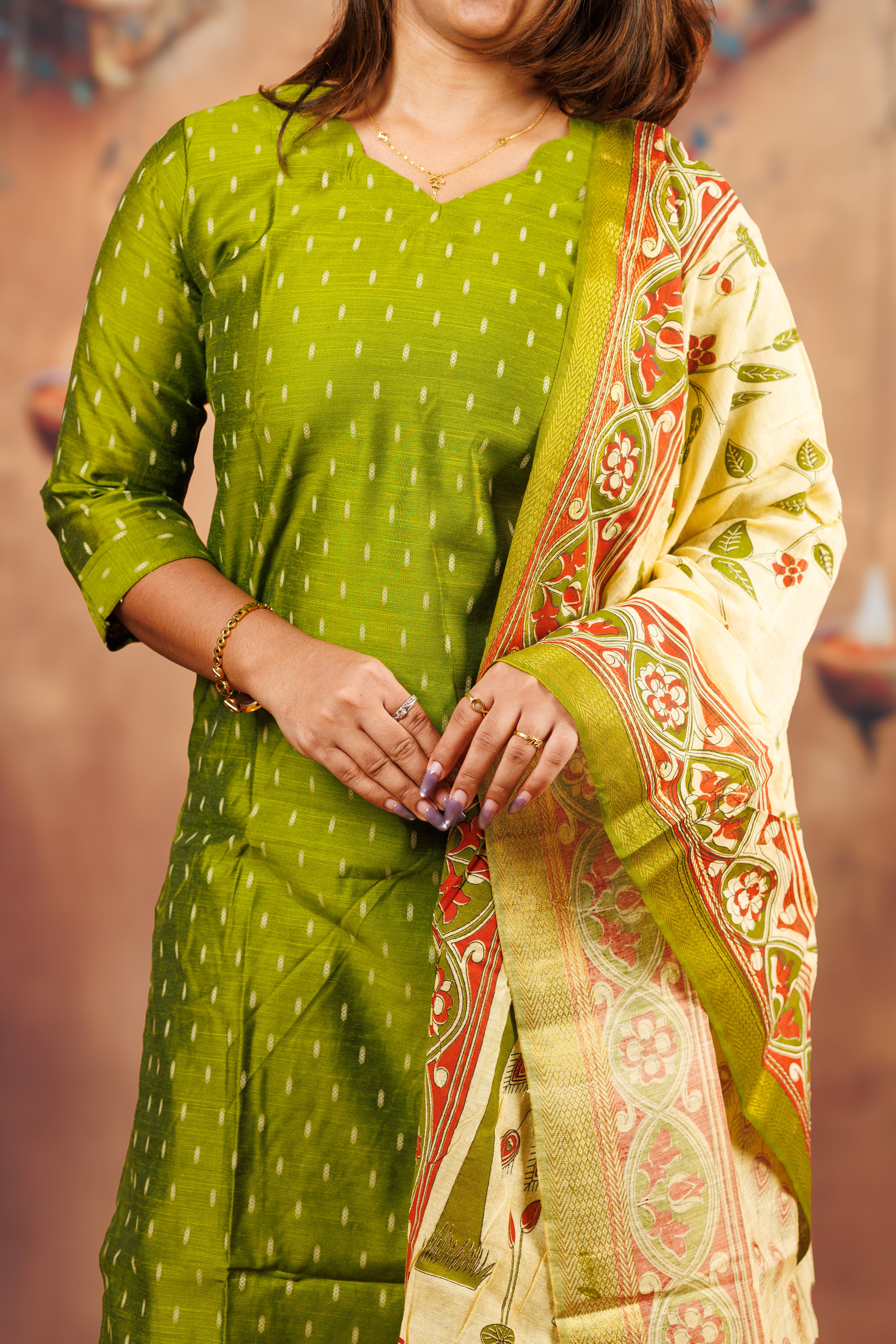Raw Silk - Olive Green