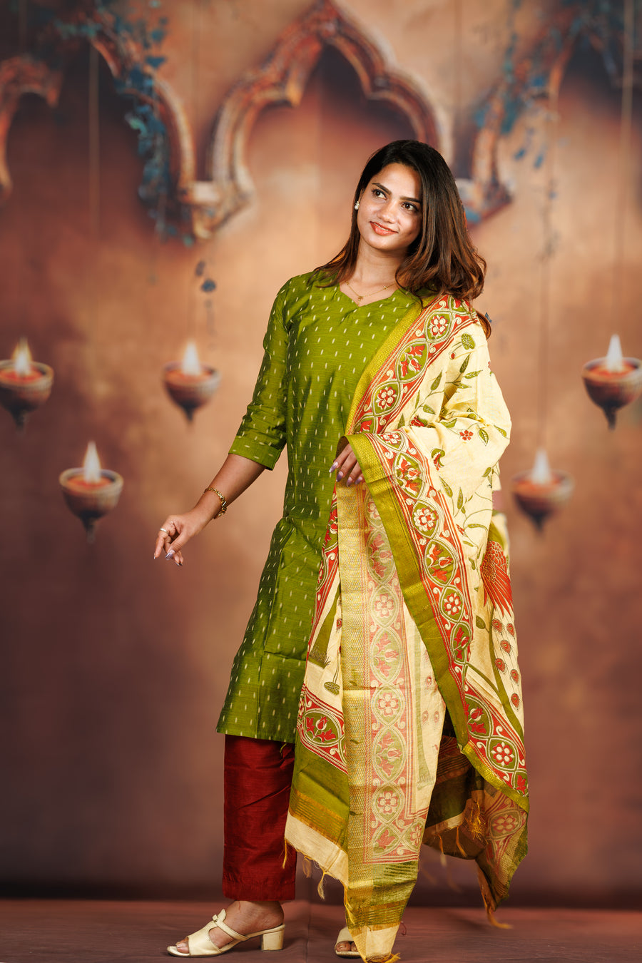 Raw Silk - Olive Green