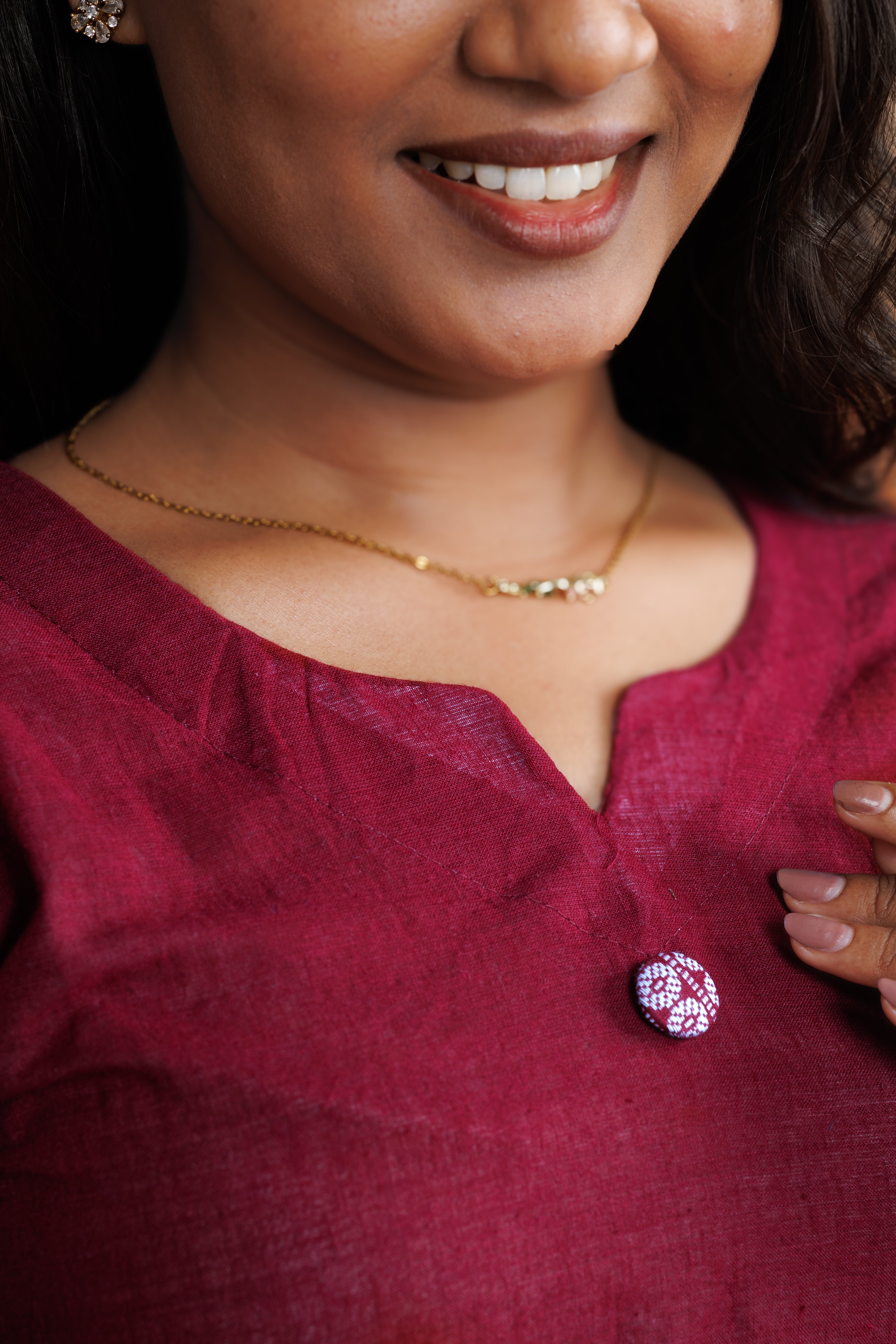 Flared Cotton Kurti - Maroon