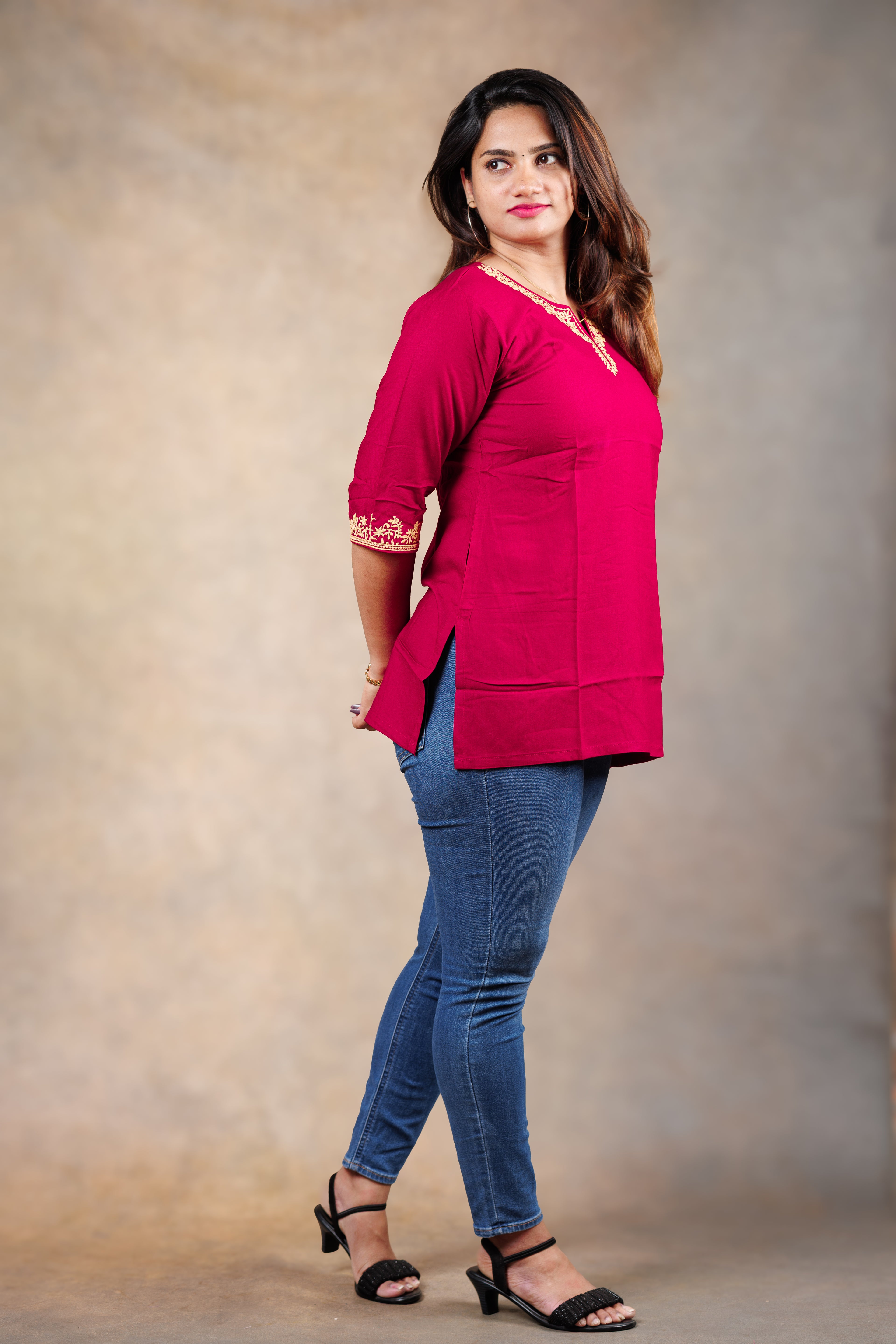Everyday Short Kurti - Maroon