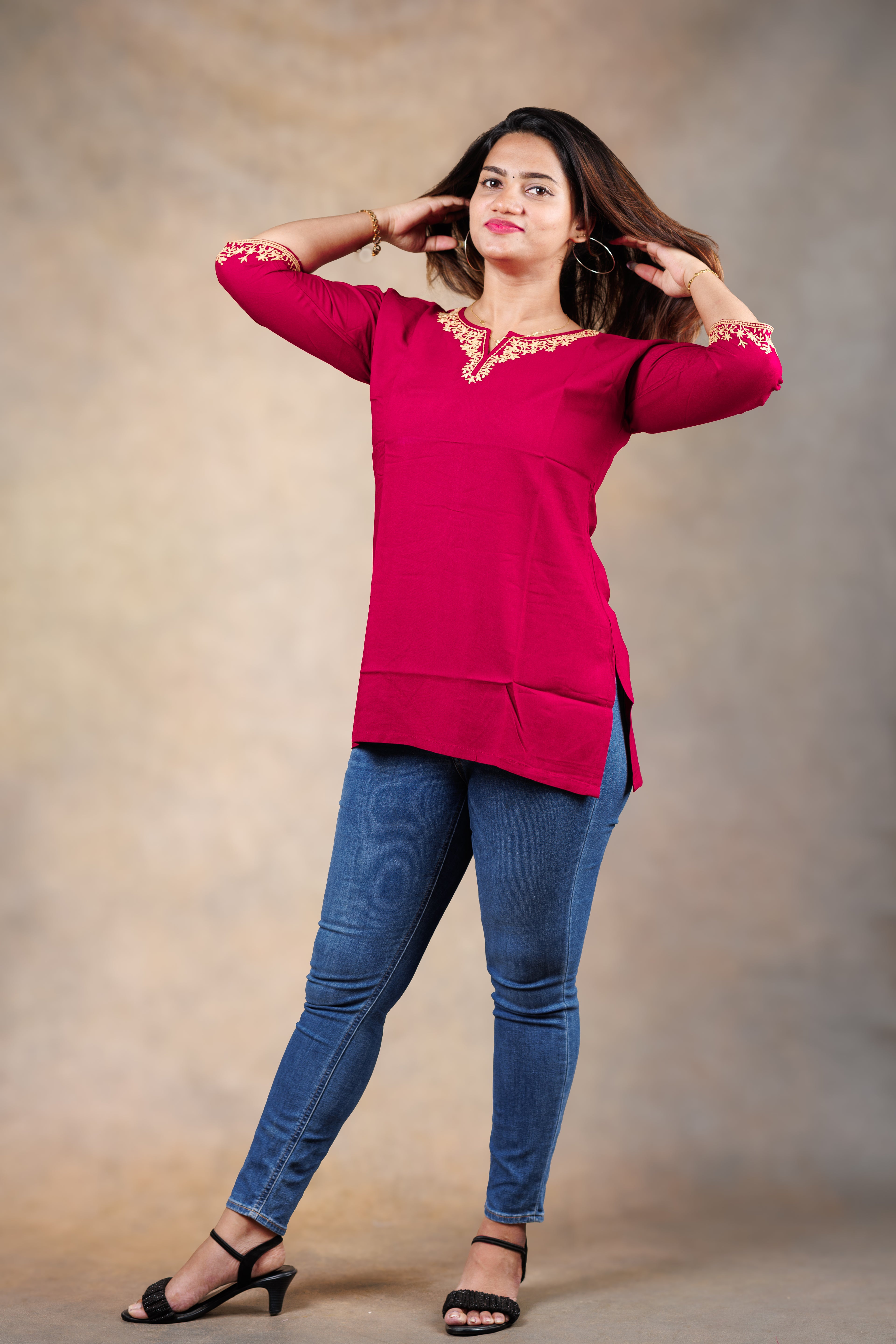 Everyday Short Kurti - Maroon
