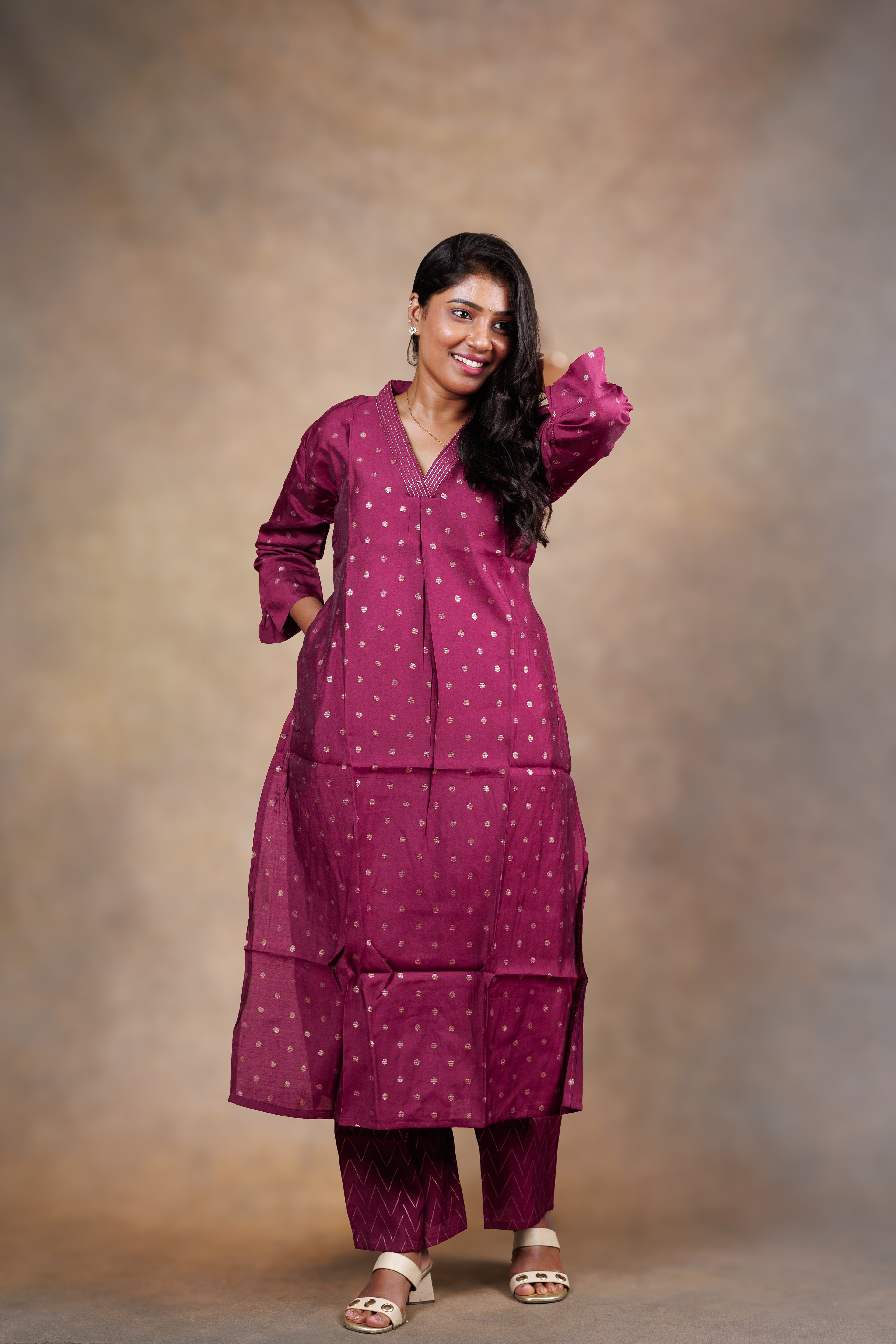 Maroon Roman Silk Co-ord Set – Effortless Everyday Elegance