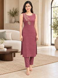 Dusty Rose Round-Neck Co-ord Set
