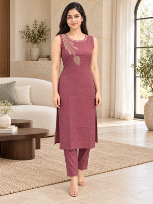 Dusty Rose Round-Neck Co-ord Set