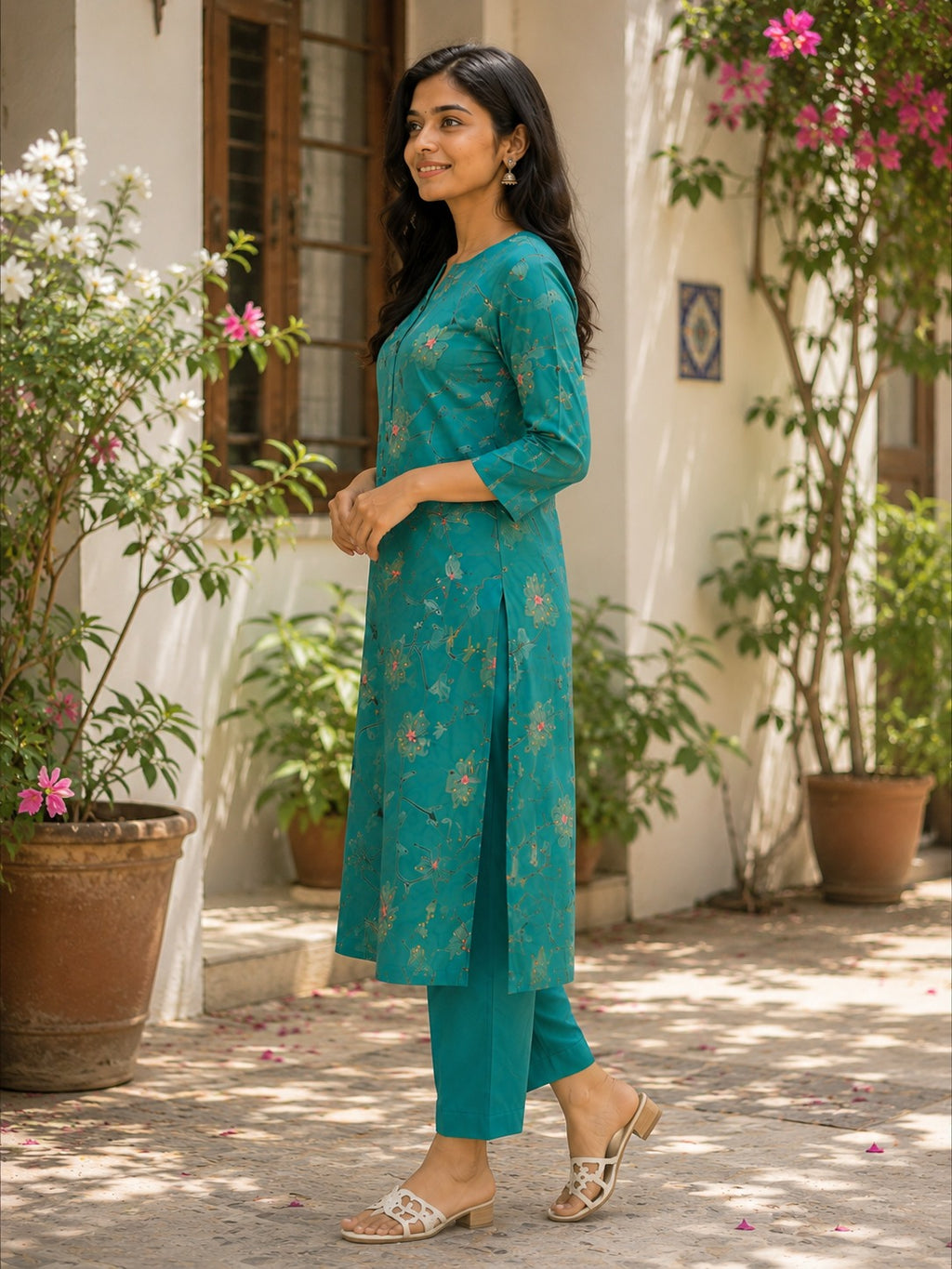 Teal Blossom Co-ord Set