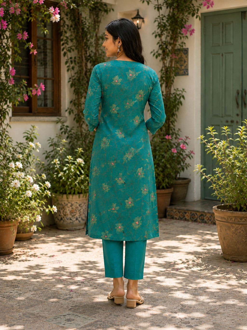 Teal Blossom Co-ord Set