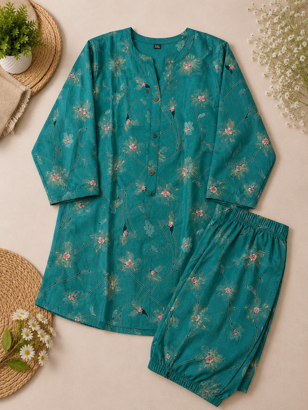 Teal Blossom Co-ord Set