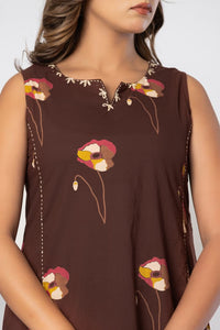 Cocoa Bloom A-Line Midi Dress