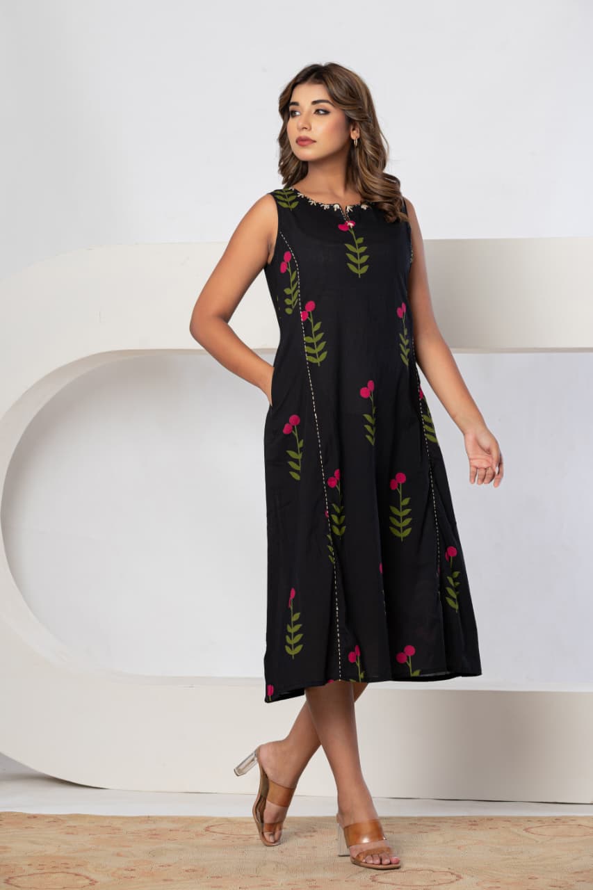 Classic Black Sleeveless Midi Dress