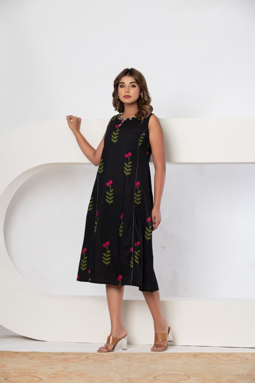 Classic Black Sleeveless Midi Dress