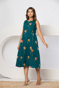 Teal Green Midi A-Line Dress
