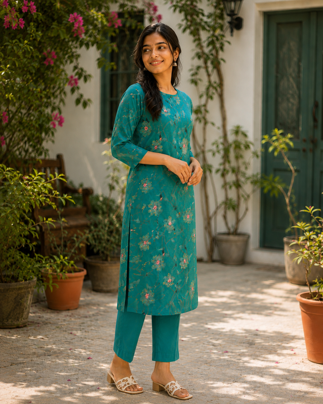 Teal Blossom Co-ord Set
