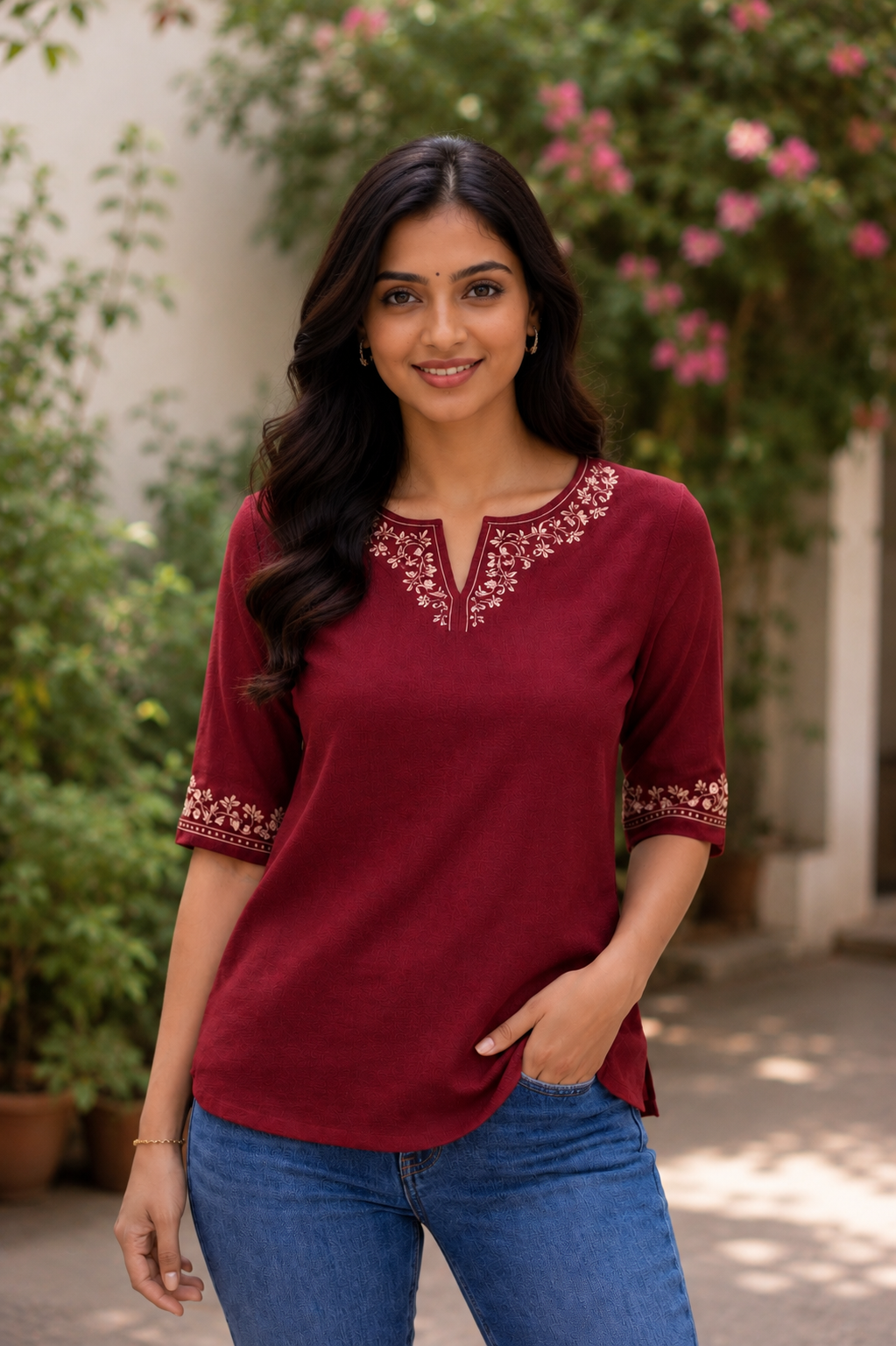 Everyday Short Kurti - Maroon