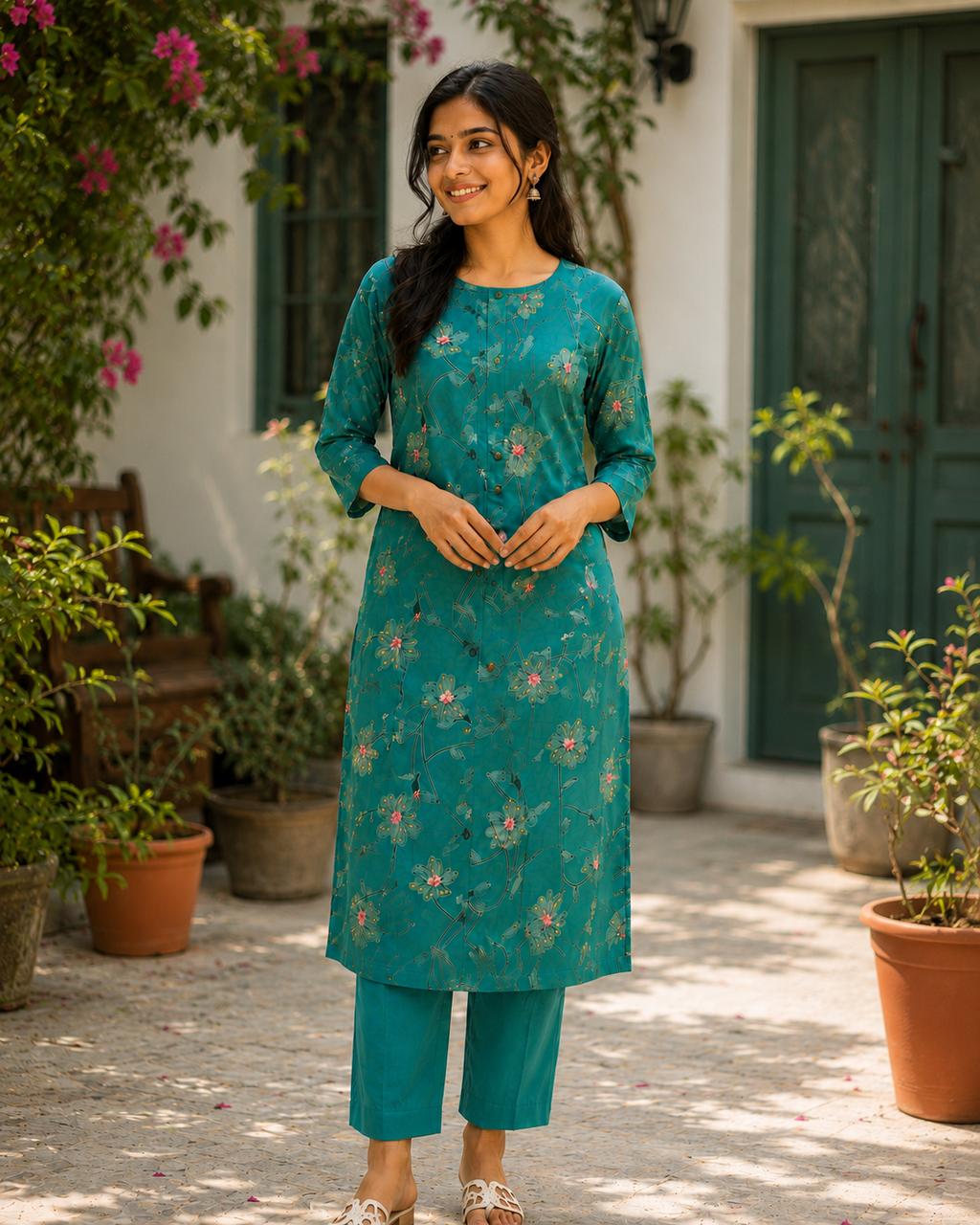 Teal Blossom Co-ord Set
