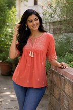 Everyday Short Kurti - Orange