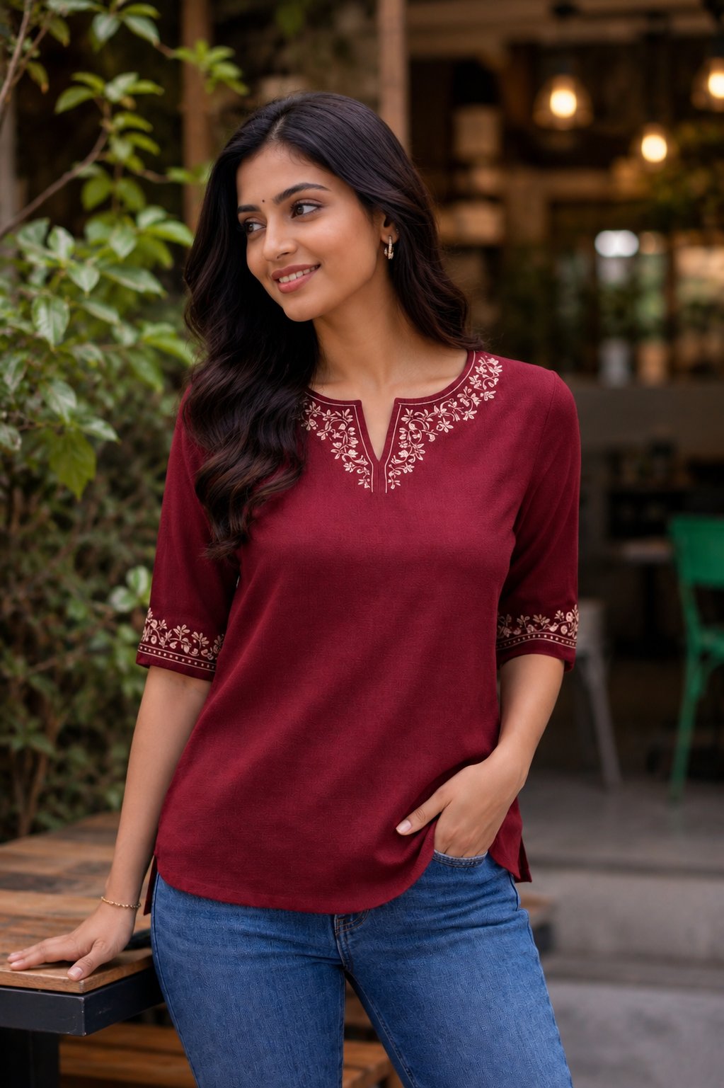 Everyday Short Kurti - Maroon