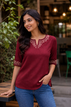 Everyday Short Kurti - Maroon