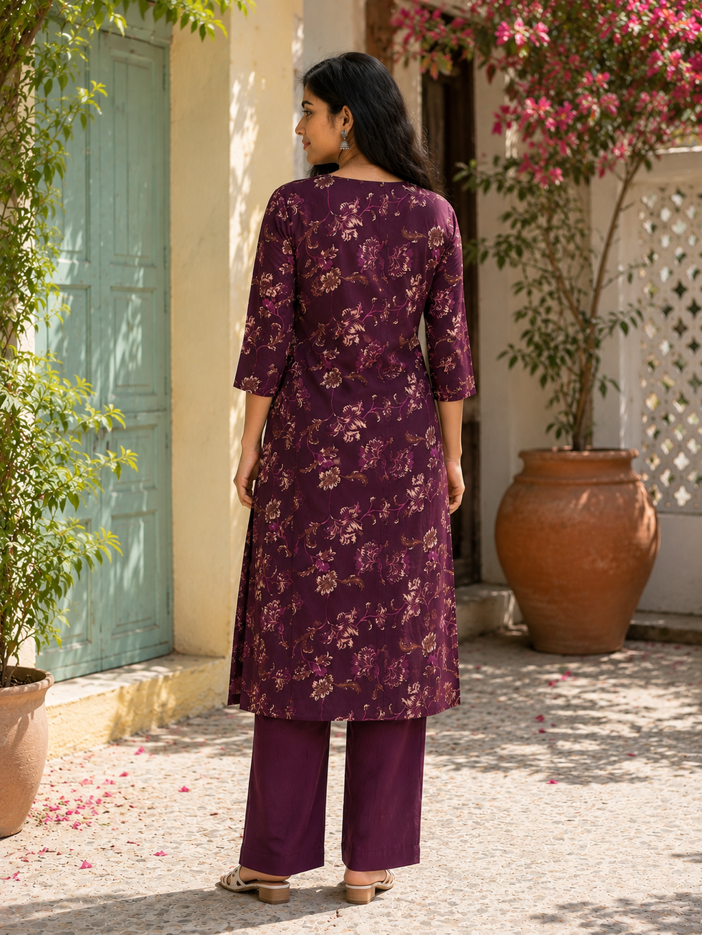Wine Floral Co-ord Set