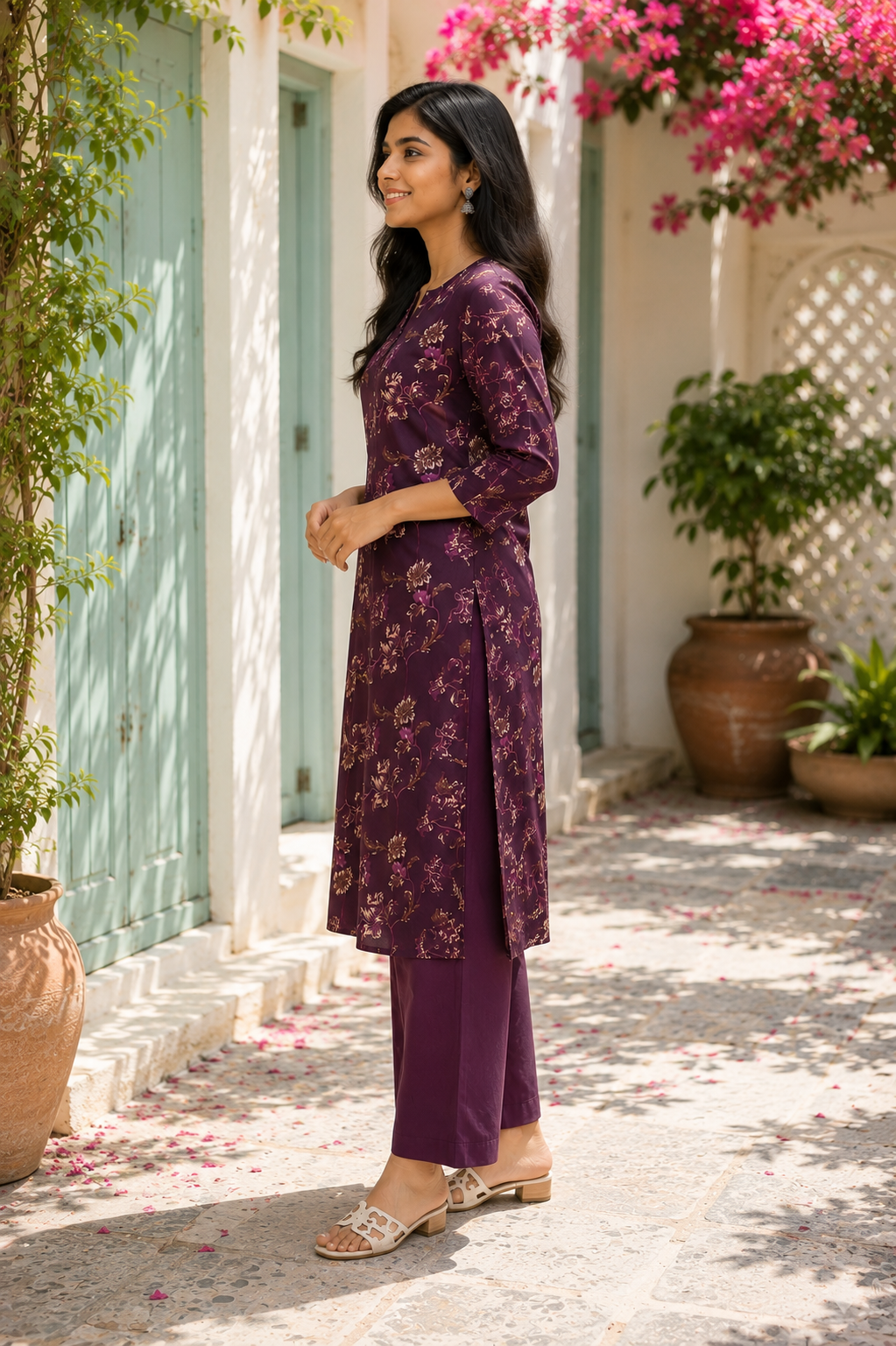Wine Floral Co-ord Set