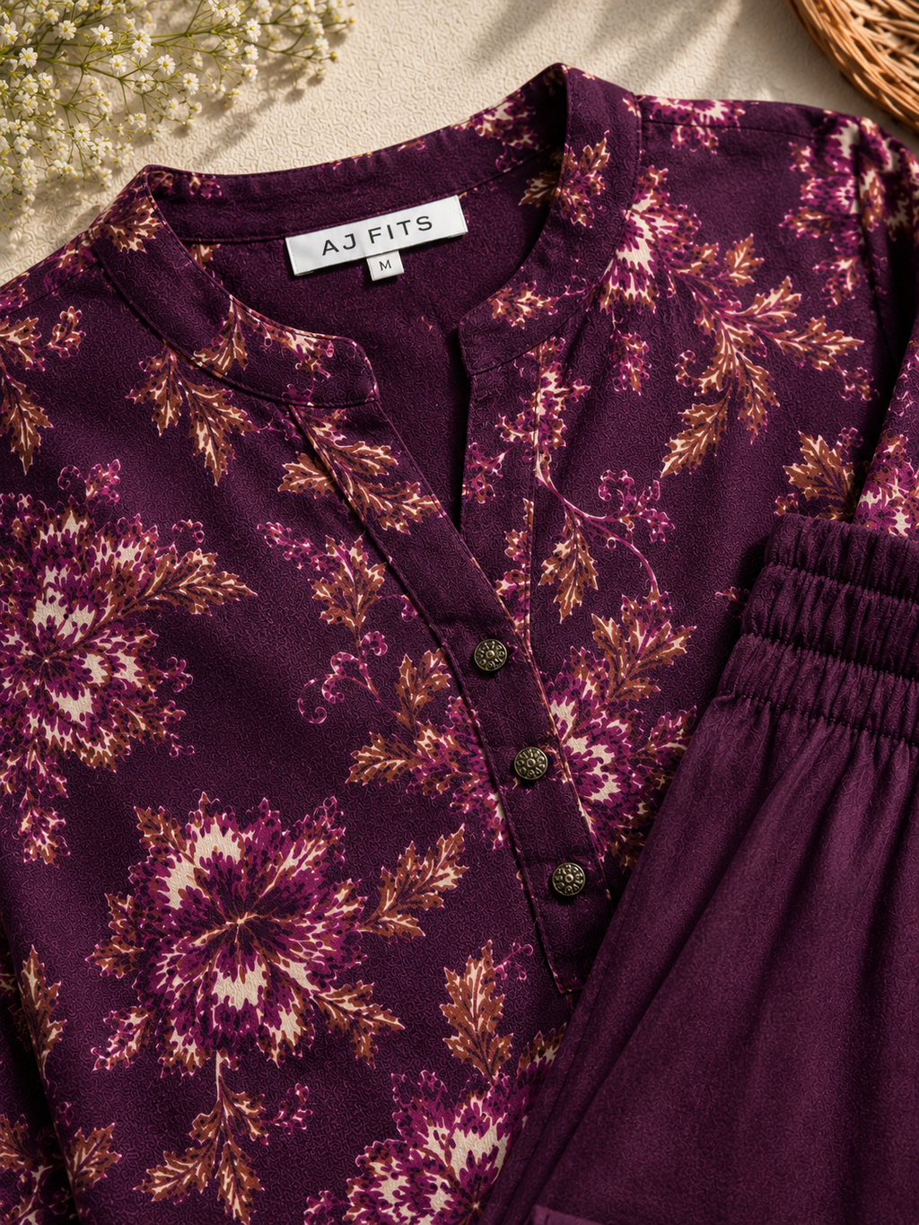 Wine Floral Co-ord Set