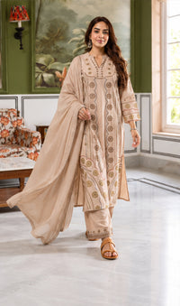 Flared Straight Beige Kurta Pant