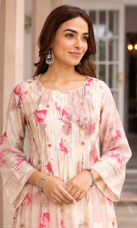 Mul Chanderi Pink Kurta Set
