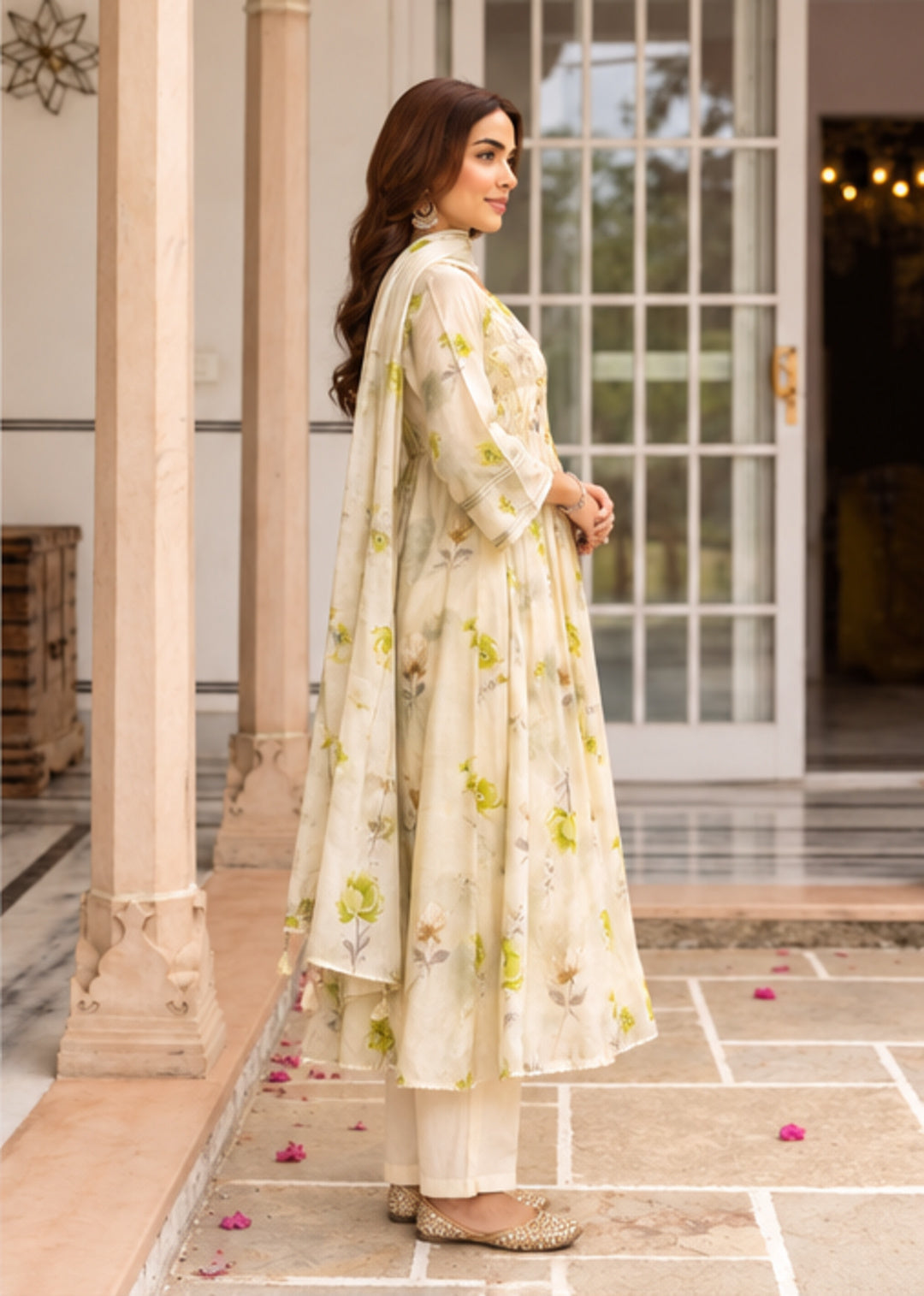 Mul Chanderi Yellow Kurta Set