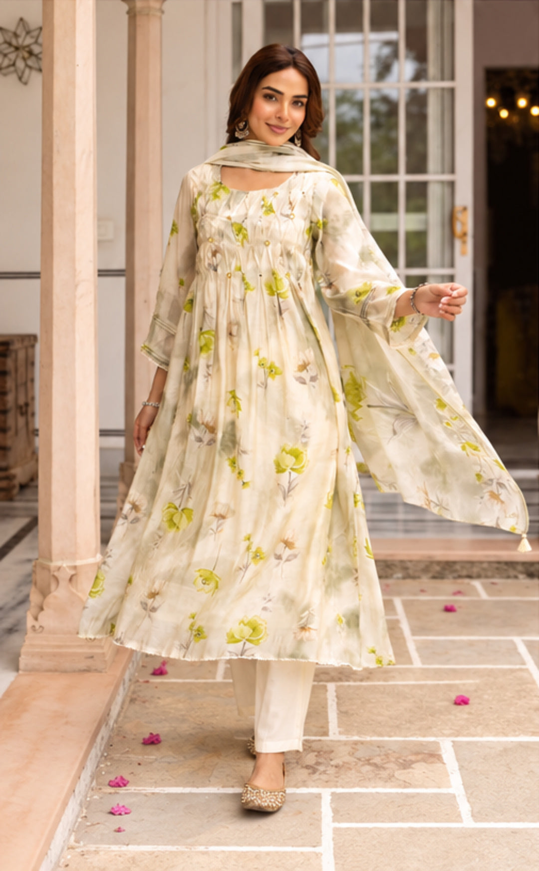 Mul Chanderi Yellow Kurta Set