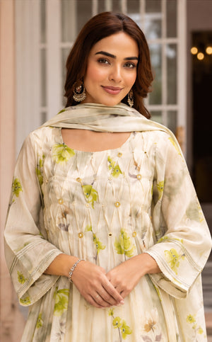 Mul Chanderi Yellow Kurta Set