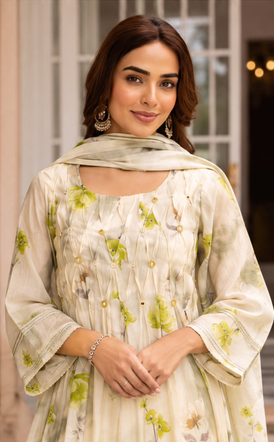 Mul Chanderi Yellow Kurta Set