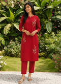 Ruby Blossom Embroidered Co-ord Set
